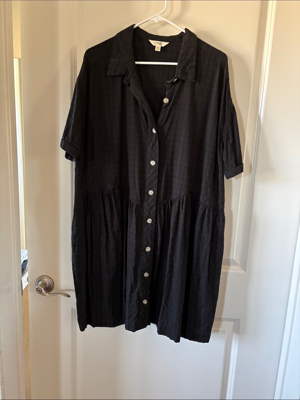 Terra & Sky Black Button-Front Mini Shirt Dress
